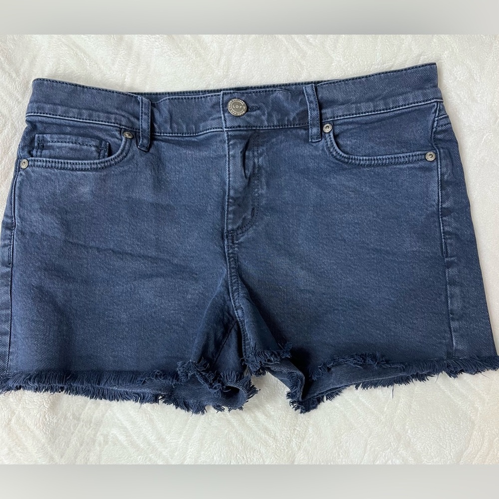 LOFT High-Rise Navy Denim Shorts Size 4 (27 W) set of two!